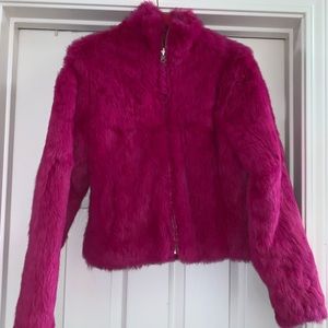 Pink Wilson’s Leather Rabbit Fur reversible Jacket